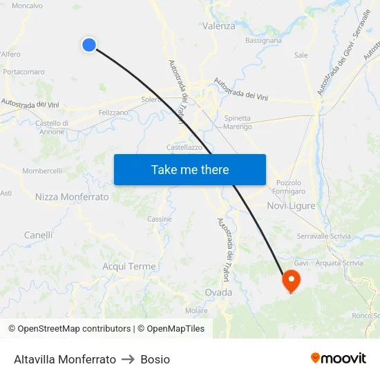 Altavilla Monferrato to Bosio map