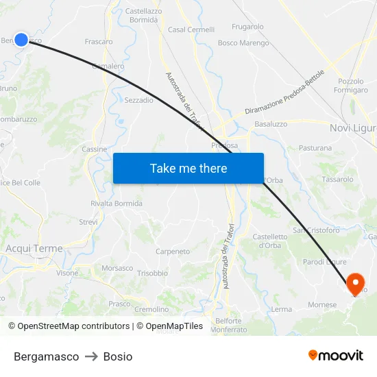 Bergamasco to Bosio map