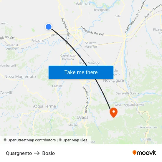 Quargnento to Bosio map