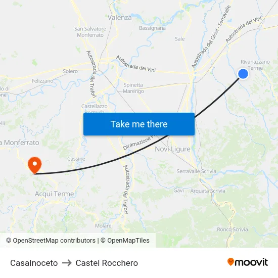 Casalnoceto to Castel Rocchero map