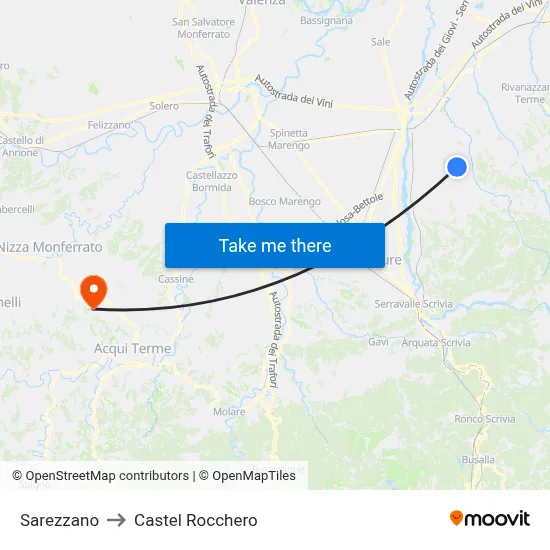 Sarezzano to Castel Rocchero map