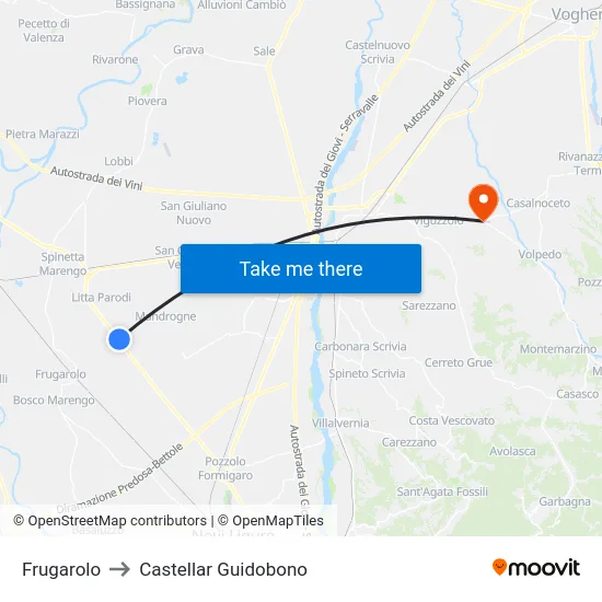 Frugarolo to Castellar Guidobono map