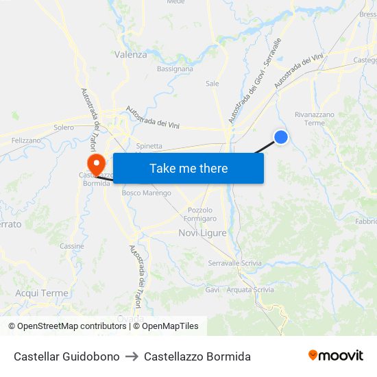 Castellar Guidobono to Castellazzo Bormida map