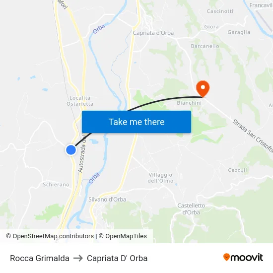 Rocca Grimalda to Capriata D' Orba map