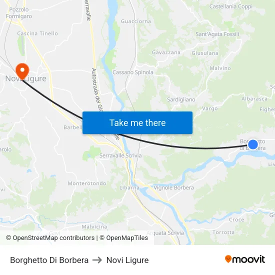 Borghetto Di Borbera to Novi Ligure map