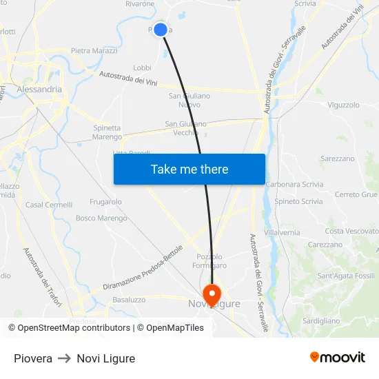 Piovera to Novi Ligure map