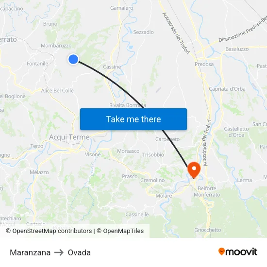 Maranzana to Ovada map