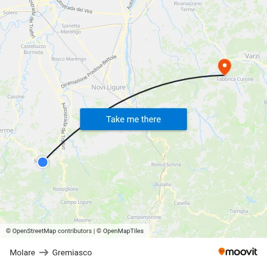 Molare to Gremiasco map