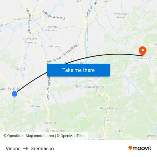 Visone to Gremiasco map