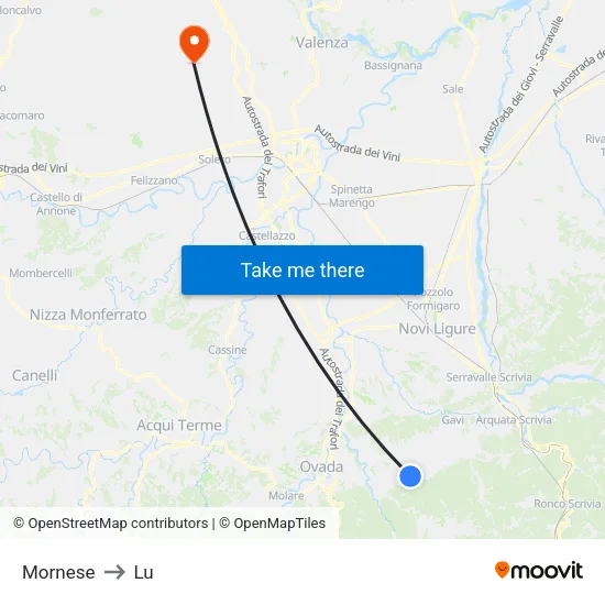 Mornese to Lu map