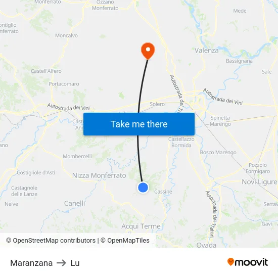 Maranzana to Lu map