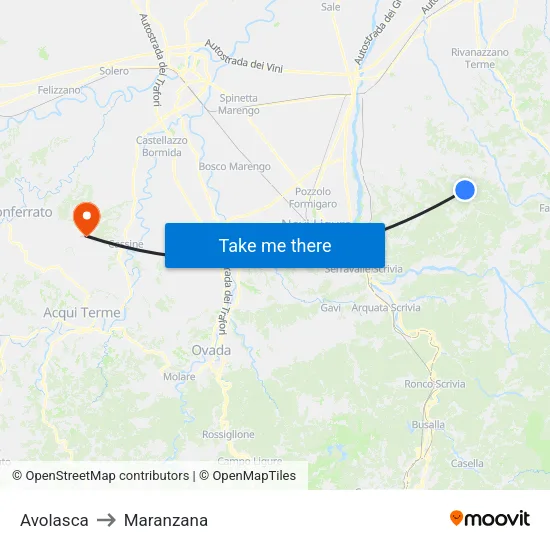 Avolasca to Maranzana map