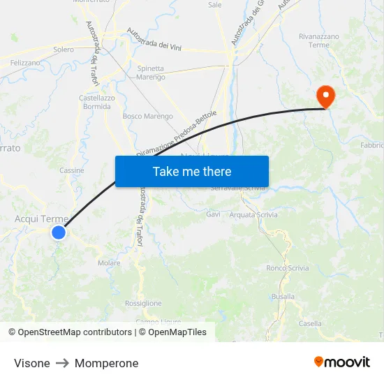 Visone to Momperone map