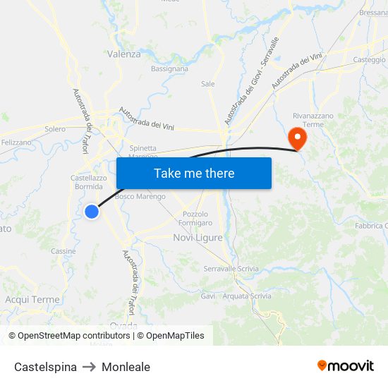 Castelspina to Monleale map