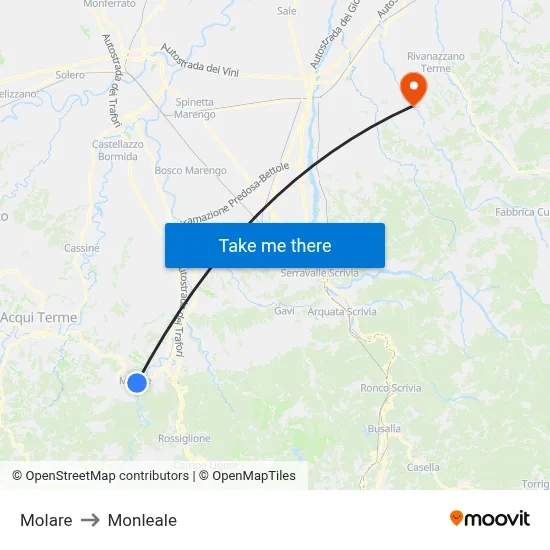 Molare to Monleale map