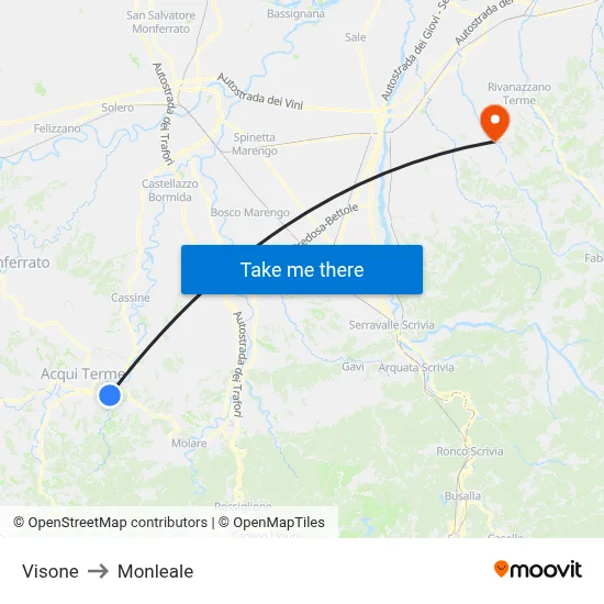 Visone to Monleale map