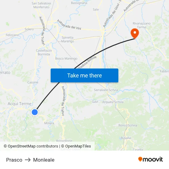 Prasco to Monleale map