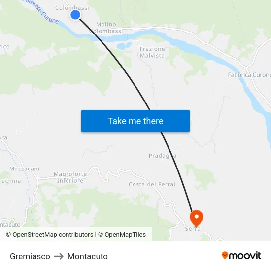 Gremiasco to Montacuto map