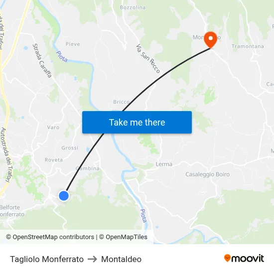Tagliolo Monferrato to Montaldeo map