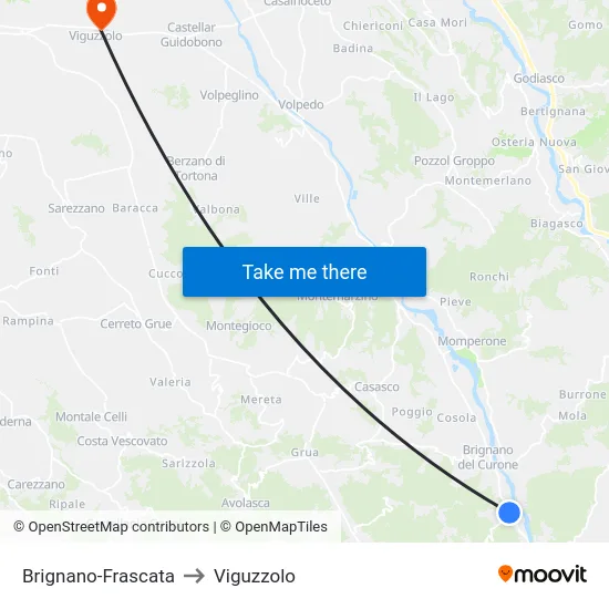 Brignano-Frascata to Viguzzolo map