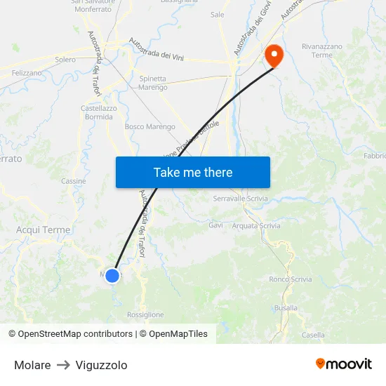 Molare to Viguzzolo map