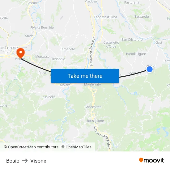 Bosio to Visone map