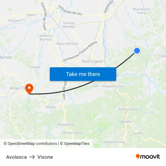 Avolasca to Visone map
