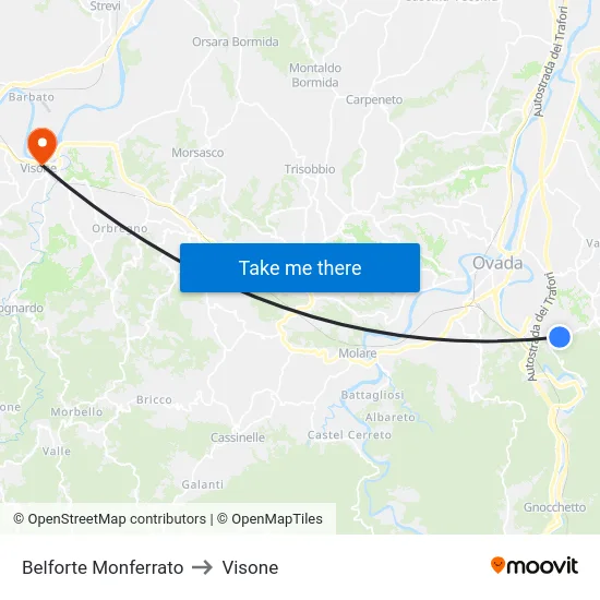 Belforte Monferrato to Visone map