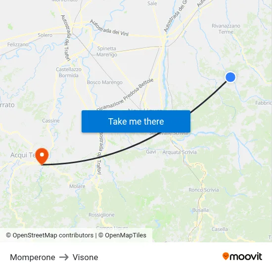 Momperone to Visone map