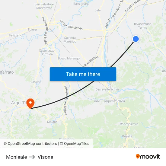 Monleale to Visone map