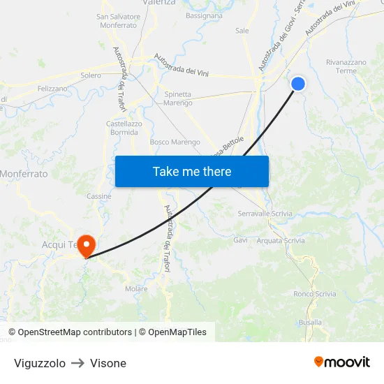 Viguzzolo to Visone map