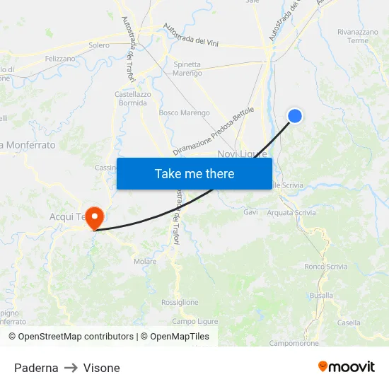 Paderna to Visone map