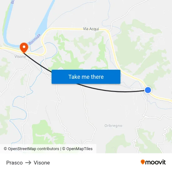 Prasco to Visone map