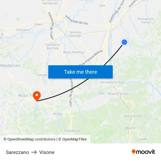 Sarezzano to Visone map