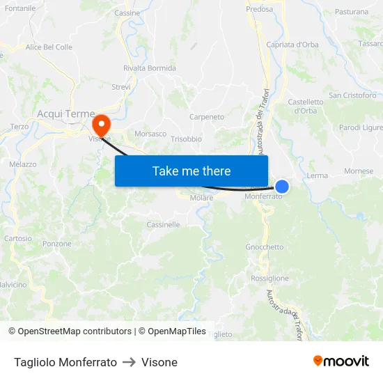 Tagliolo Monferrato to Visone map