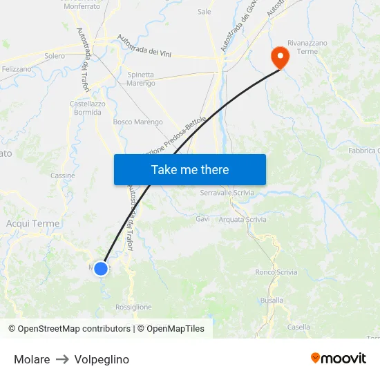 Molare to Volpeglino map