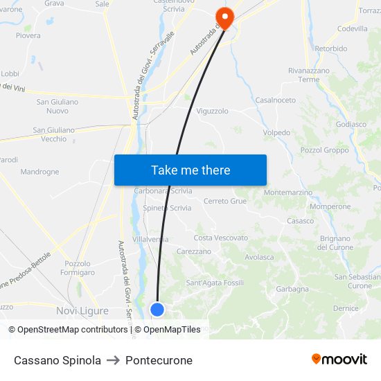 Cassano Spinola to Pontecurone map
