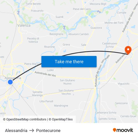 Alessandria to Pontecurone map