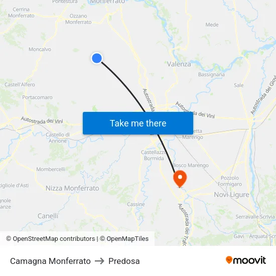 Camagna Monferrato to Predosa map