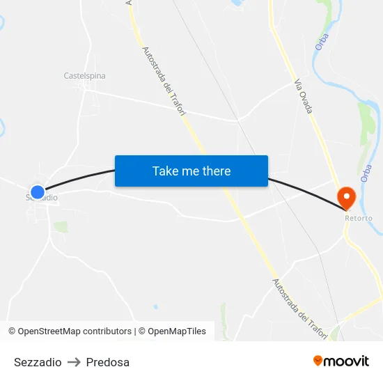 Sezzadio to Predosa map