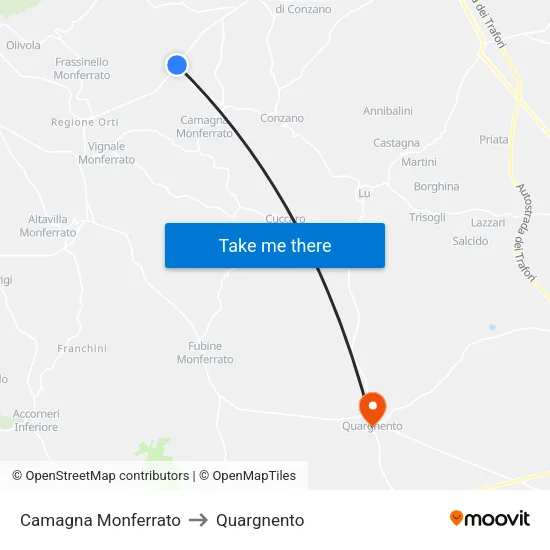 Camagna Monferrato to Quargnento map