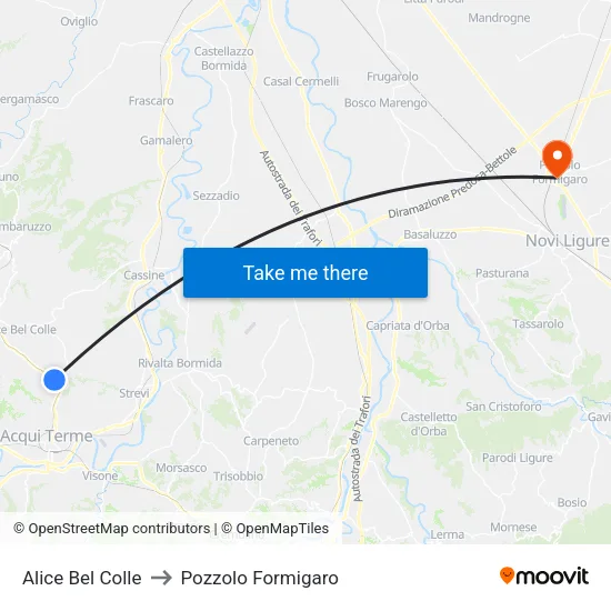 Alice Bel Colle to Pozzolo Formigaro map