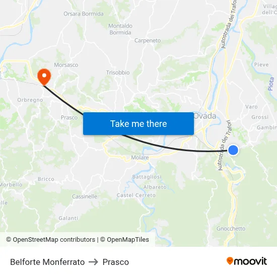 Belforte Monferrato to Prasco map