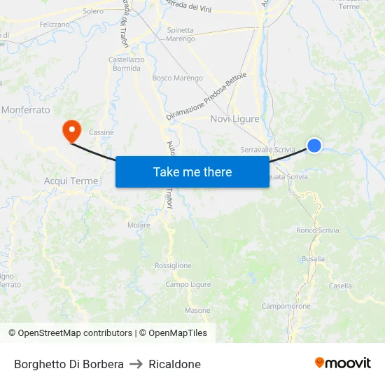 Borghetto Di Borbera to Ricaldone map