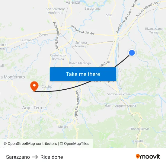 Sarezzano to Ricaldone map