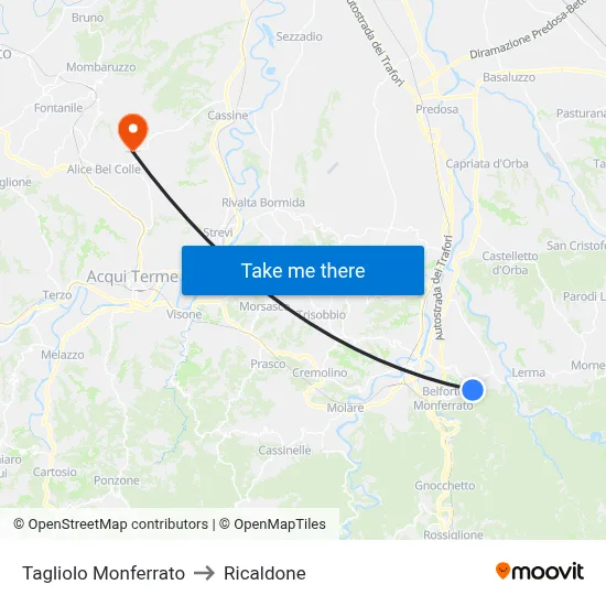 Tagliolo Monferrato to Ricaldone map