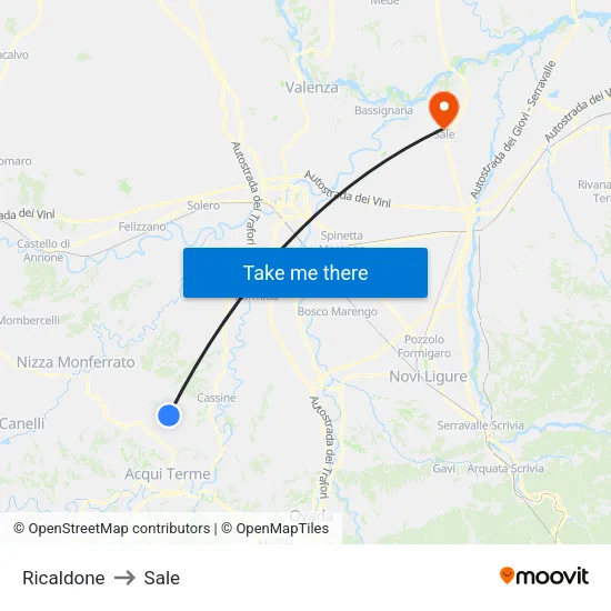 Ricaldone to Sale map