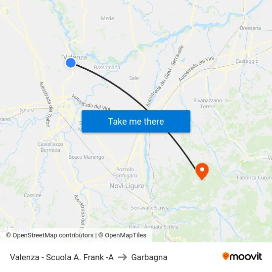 Valenza - Scuola A. Frank -A to Garbagna map