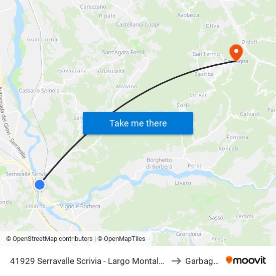 41929 Serravalle Scrivia - Largo Montaldo to Garbagna map