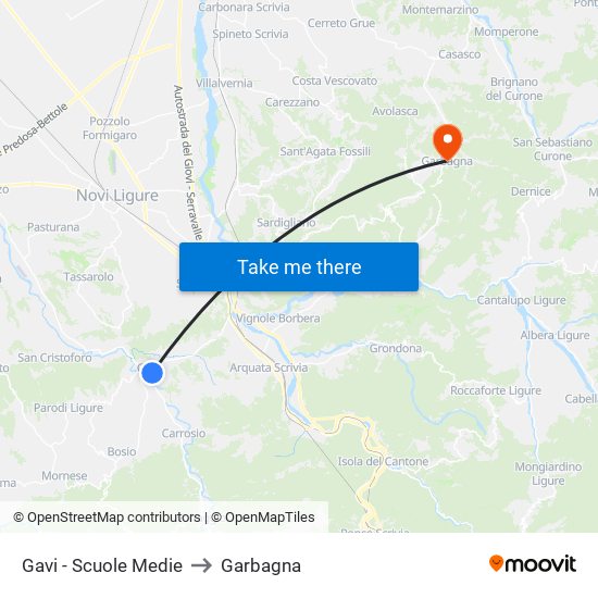 Gavi - Scuole Medie to Garbagna map
